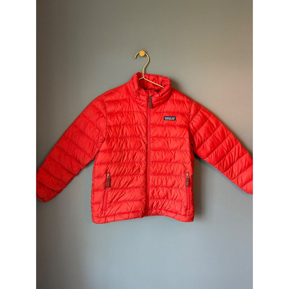 Patagonia Kids Down Jacket Red Full Zip Puffer XS 5-6